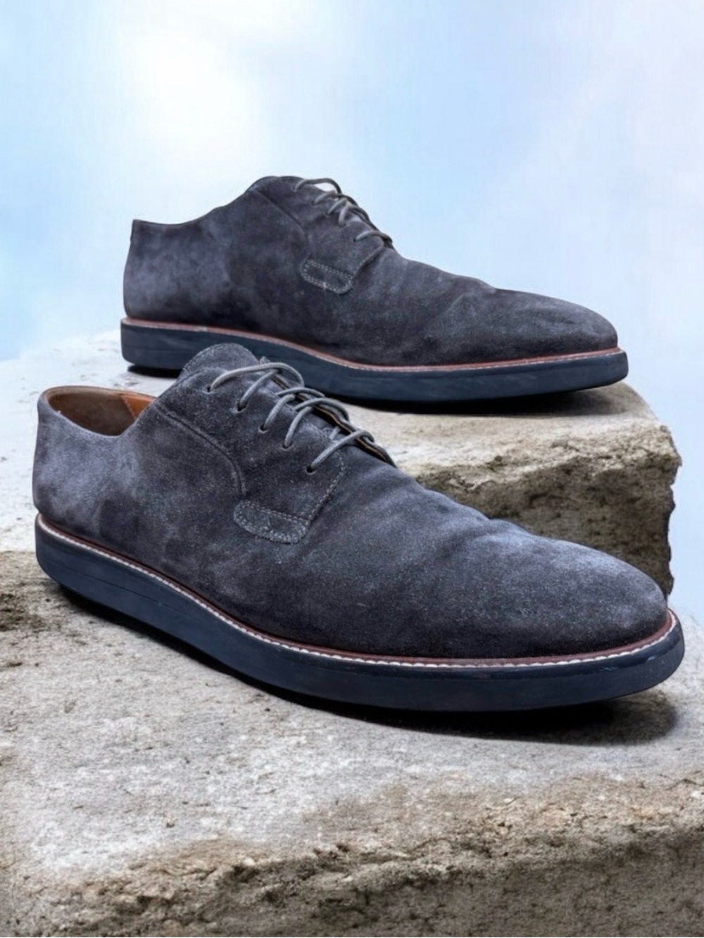Vince Grey Suede Leather Lace Up Dress Shoes Men’s Size 11 - Picture 1 of 11